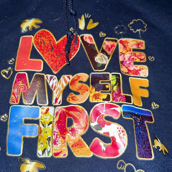 Love Myself Navy Hoodie - Picture 2 of 4